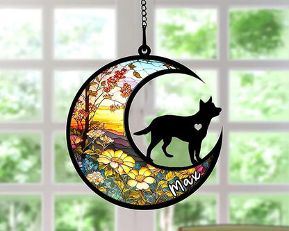 Personalized Dog Memorial, Custom Name Australian Cattle Heeler Dog Christmas Ornament, Custom Breeds, Pet Loss Light Catcher, Gifts for Lovers Loss of Pet Sympathy on Mothers Day Christmas