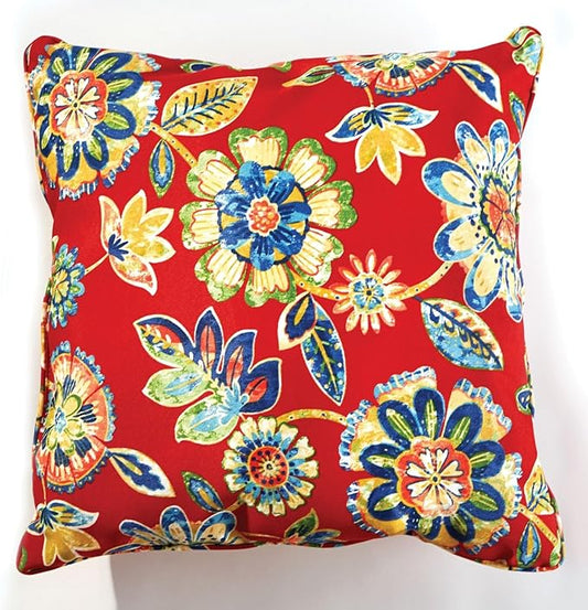 BrylaneHome 20" Square Throw Pillow - Patio & Outdoor - Water, Stain & Fade Resistant - Daelyn Cherry
