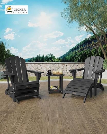 Ciokea Adirondack Outdoor Side Table 2 Pack, 2-Tier Sturdy Patio End Table Weather Resistant