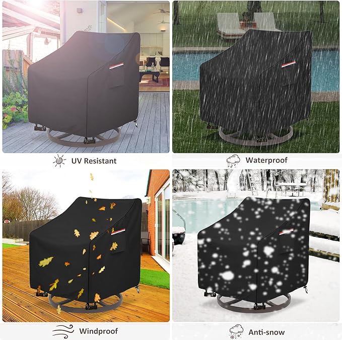 Okcool Outdoor Swivel Chair Cover 2 Pack,Outdoor Furniture Patio Chair Covers Waterproof Clearance,(30" W x 34" D x 38.5" H) Outdoor Lawn Patio Furniture Covers,Black