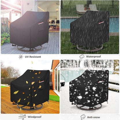 Okcool Outdoor Swivel Chair Cover 2 Pack,Outdoor Furniture Patio Chair Covers Waterproof Clearance,(33"W x 35"D x 38.5"H) Outdoor Lawn Patio Furniture Covers,Black