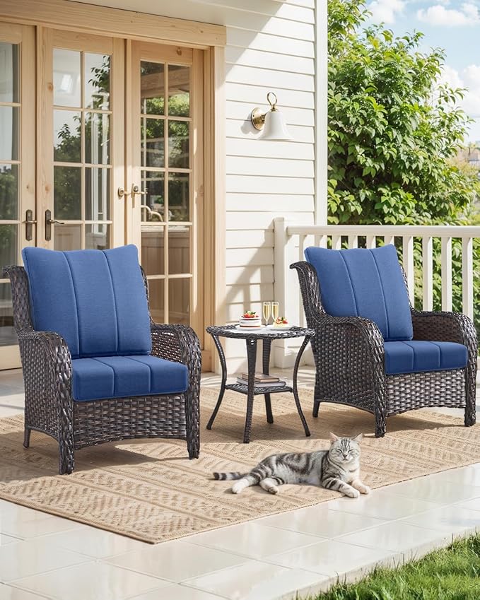 Luxury 24x24x6 Inch Kitty Outdoor Chair Cushions Set of 4 - Heavy Duty Water-Resistant Comfortable Cushion for Patio Furniture Dining Gliding Rocking Chair Loveseat Sofa - Navy Blue