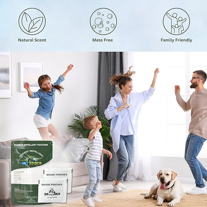 Extra-Strength Mouse Repellent Pouches with Cinnamon/Cornmint Oils, (30 Pouches) Natural Rodent Repellent, Indoor & Outdoor Mice Repellent, Safe for Pets and Kids