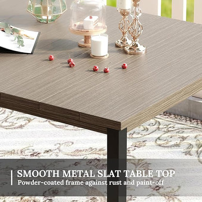 VICLLAX 5 Pieces Patio Dining Set for 4, Outdoor Furniture Set Includes 40.2" Square Outdoor Table and 4 Patio Swivel Chairs for Lawn Garden, Grey Wood Grain Tabletop and Sandshell Fabric
