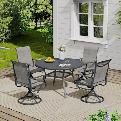 VICLLAX Outdoor Patio Round Dining Table, 40.6"x 40.6" Aluminum Tabletop with Storage Shelf for Deck Lawn Garden Backyard, Dark Grey