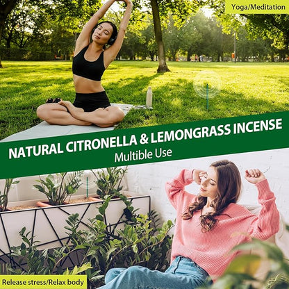 KICKOUTOR® Mosquito Repellent Outdoor Patio 24 PCS Natural Citronella Incense Sticks DEET Free Lemongrass Oil Gnat Mosquito Control for Indoor Backyard Travel Camping