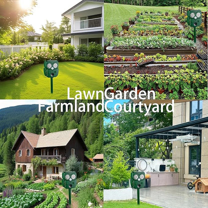 Solar Ultrasonic Animal Repellent Outdoor, 1Pack Repel Cats Dogs Squirrel Deer Fox Raccoon Rabbit Mole Coyote Deterrent, Waterproof with Motion Detector &LED Flash Lights for Yard Farm Garden