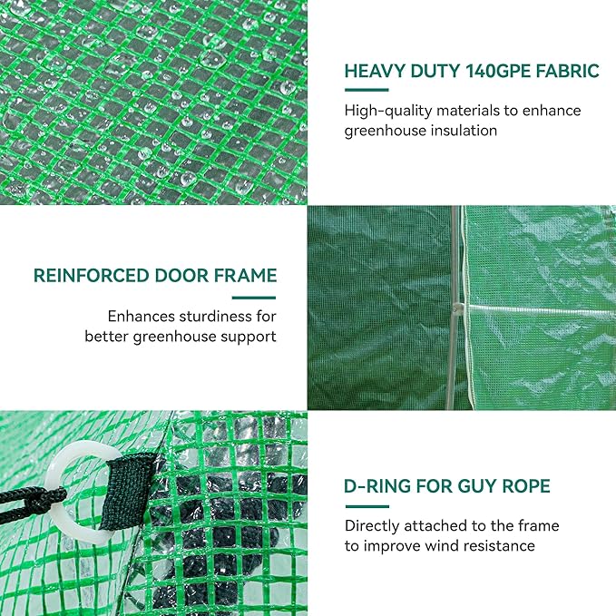 YITAHOME10'x7'x7' Greenhouses Large Walk-in Green House Heavy Duty Tunnel Green Houses Outdoor Portable Plant Gardening Upgraded Galvanized Steel Frame Zipper Doors 5 Crossbars Garden