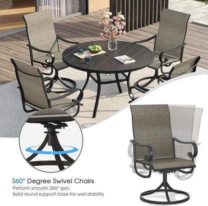 VICLLAX Swivel Patio Chairs Set of 2, 360-degree All-Weather Outdoor Swivel Chairs for Lawn Garden, Patio Dining Chairs, Black Metal Frame and Textilene Mesh Fabric