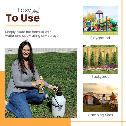 Natural Mosquito Control Spray Concentrate, Repels Mosquitoes, Ticks, Fleas, Flies, Gnats, and Chiggers Away. Makes up to 32 Gallons! (32 oz Concentrate)