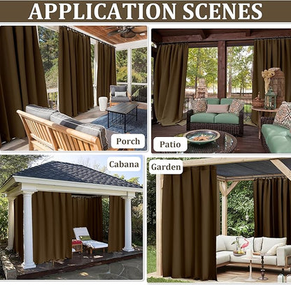 Gazebo Universal Replacement Privacy Curtain,10'×12' Gazebo Outdoor Waterproof Curtains, 4-Panels Sidewall Curtains with Double Zipper for Patio Canopy, Garden and Backyard (Curtain Only)