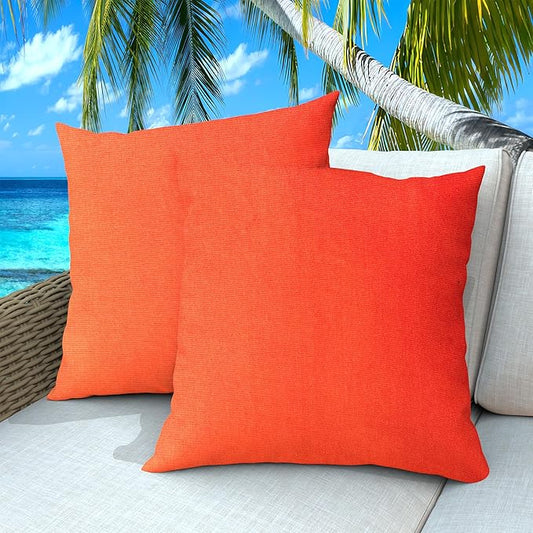 Outdoor Pillows Set of 2, 22''×22''Waterproof Throw Pillow for Patio Furniture, Feathers and Down Filled Outside Decorative Pillows Inserts for Garden, Porch Swing, Couch and Sofa