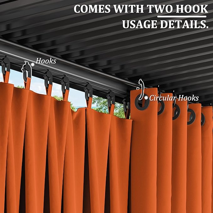 Gazebo Universal Replacement Privacy Curtain,12'×20' Gazebo Outdoor Waterproof Curtains, 4-Panels Sidewall Curtains with Double Zipper for Patio Canopy, Garden and Backyard (Curtain Only)
