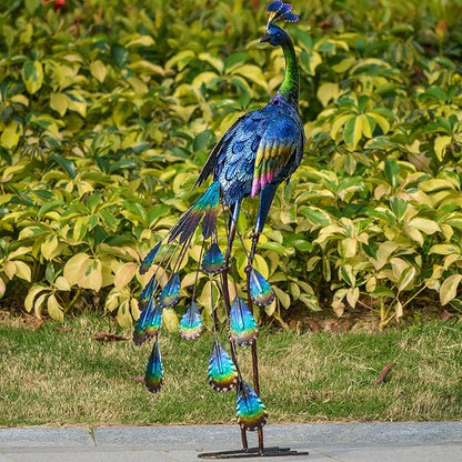 TERESA'S COLLECTIONS Garden Decor, Peacock Garden Decor with Colorful Painting, 24'', Waterproof Metal Garden Statue, Peacock Gifts, Garden Gifts for Women Mom, Indoor/Outdoor