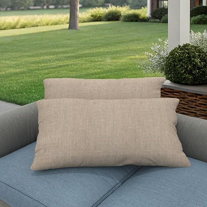 Covers & All Sunbrellla Outdoor Pillows for Patio Furniture, UV Fade Resistant & Waterproof Outdoor Sunbrella Lumbar Pillows, Set of 2 Inserts & Covers for Patios, Decks and Porches (Cast Ash)