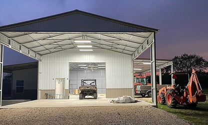 PrimeLights 4 Lamp Bulb High Bay T8 LED HighBay Utility Shop Garage Warehouse Light Fixture 11,000 LUMENS! Commercial Grade 15" X 48" White W/Mirrored Reflector W/LED Tubes 11,000 Lumens Bright