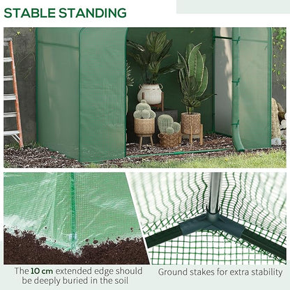 Outsunny 6' x 3' x 5' Portable Walk-in Greenhouse, PE Cover, Steel Frame Garden Hot House, Zipper Door, Top Vent for Flowers, Vegetables, Saplings, Tropical Plants, Green