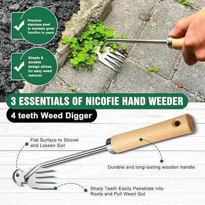 Hand Weeder Tool Garden Weeding Tool, Uprooting Weeding Tool Gardening Weeder Tool, Stainless Steel Gardening Tools for Yard and Garden, 2 Pcs