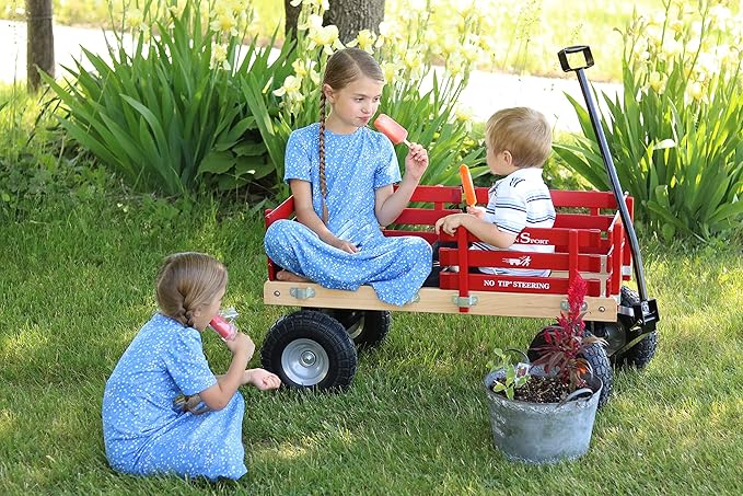 Berlin Flyer Sport Kid's Wagon - Model F410 - Amish Made in Ohio, USA - 10" No-Flat Tires (Red)