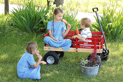 Berlin Flyer Sport Kid's Wagon - Model F410 - Amish Made in Ohio, USA - 10" No-Flat Tires (Red)