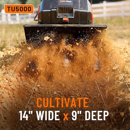 Cordless Electric Tiller Garden Cultivator TaskStar 40V Power Tiller Total 5000mAhx2 Battery Powered Rototiller 14" Width 9"Depth Tiller for Gardening,Dynamical Brushless Motor Enable Smooth Workflow