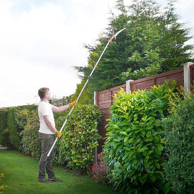 VonHaus Telescopic Tree Pruner & Lopper 2 in 1 – Long Reach 3.3m Cutter, Retractable & Extendable Pole Saw for Branches – Lightweight Aluminium Pole, Steel Blade – Blade Cover Included