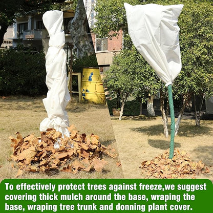 Gardzen 5-Pack Plant Cover Drawstring Tree Cover, Winter Freeze Plant Protection, Tree Jacket Frost Blanket for Outdoor Plants, 31" x 40"