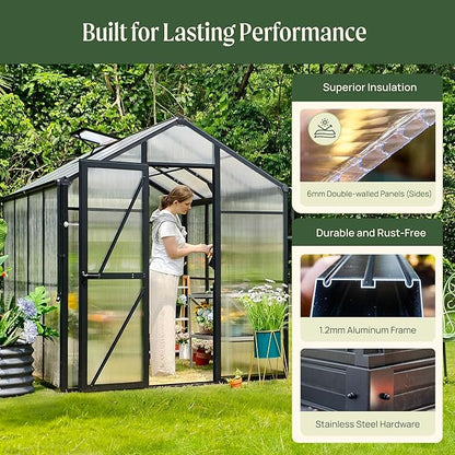 Vego Garden Junior Victorian Greenhouse 6.5 ft – Durable Aluminum Frame with Polycarbonate Panels – All-Season Greenhouse for Backyard or Patio
