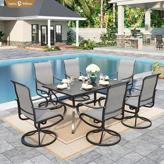 Sophia & William Patio Chairs Set of 6, Swivel Outdoor Chairs Textilene Patio Dining Chairs Heavy Duty with Metal Frame Support 300lbs for Lawn Yard Garden All Weather Grey