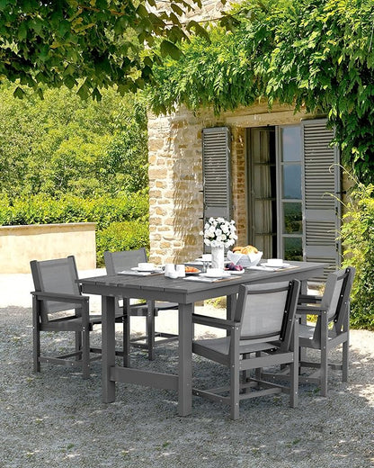 SERWALL Textilene Outdoor Dining Chair Set of 2, HDPE Frame with Textile Chair Seat, Holds up to 300 LBS, All Weather Resistant Chairs for Lawn, Garden, Yard and Poolside, Gray, Grey