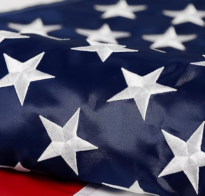 American Flag 1x1.5 ft: Long Lasting US Flag, Heavy Duty Nylon, Embroidered Stars, Sewn Stripes, Brass Grommets, UV Protection Perfect for Outdoors! USA Flag