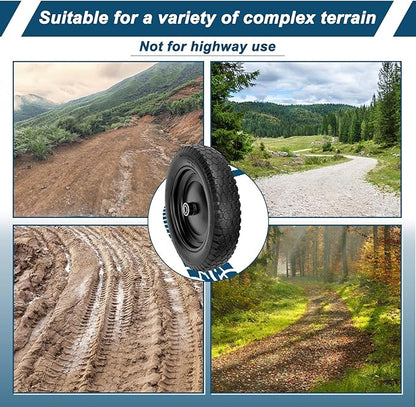 4.80/4.00-8" Flat Free Tire and Wheel 14.5" Solid Flat-Free Replacement Tire with 5/8"& 3/4" Axle Borehole, Adjustable Centered Hub 3-7" for Wheelbarrow Garden Trailer and Trolley by Cenipar