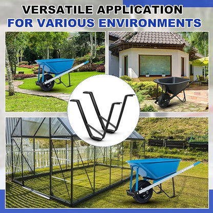 4 Pcs Heavy-Duty Steel Wheelbarrow Stands Trolley Replacement Parts Wheel Barrel Carretilla Bracket for Construction Wheelbarrows Yard Carts Carretillas para Construction Garden Carts