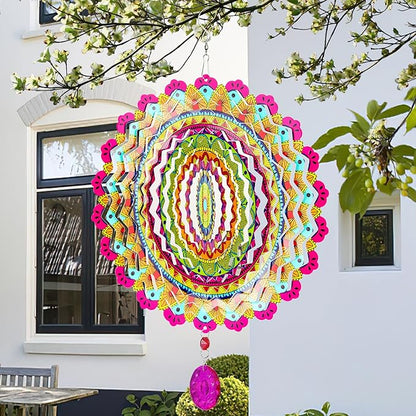Wind Spinner, Hanging Wind Sculptures,Wind Spinners for Yard and Garden Decor,Yard Decorations Outdoor,Hanging Art Ornaments for Garden Yard Balcony Decor (Mandela Multicolor)