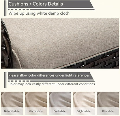 Patio Chairs Set of 2 Rattan Chair Patio Furniture Set with Thick Cushions and All-Weather PE Wicker for Garden, Patio and Porch, Beige