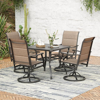 Soohow Patio Dining Chairs Set of 2, Swivel Outdoor Patio Chair with Paded Textilene Fabric, All Weather Outdoor Seats Ergonomic Comfort, Perfect Seats for Backyard, Balcony, and Garden