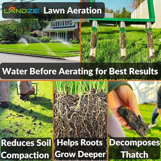 LANDZIE Lawn Aerator Replacement Tines - Set of 3 Hollow Tines for Aerator Lawn Tool - 3 Heavy Duty Stainless Steel Manual Lawn Aerator Add-on Hollow Tines for Compacted Soil - Manual Hand Coring Tool