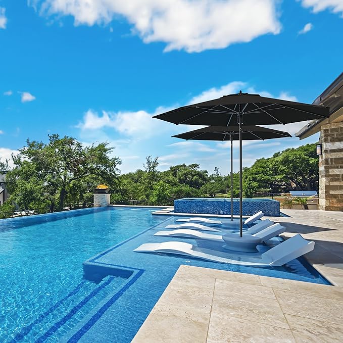 Midtown Umbrellas Push Pop Sunbrella Umbrella 8 Feet Outdoor Umbrella in Black Acrylic Fabric - Patio Umbrella, Backyard Umbrella, Garden Umbrella, Picnic Table Umbrella & Pool Umbrella - Black Pole
