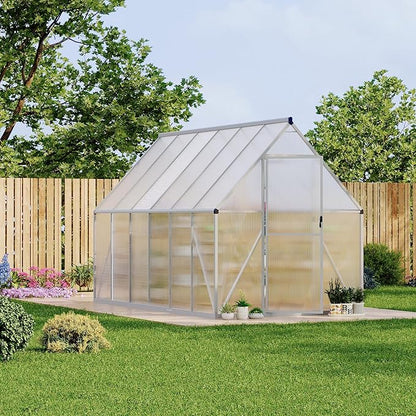 6X11 ft Polycarbonate Greenhouse with Aluminum Frame, Polycarbonate Greenhouse for Outdoors, Greenhouses with Ventilation, Aluminum Large Walk-in Greenhouses for Outside