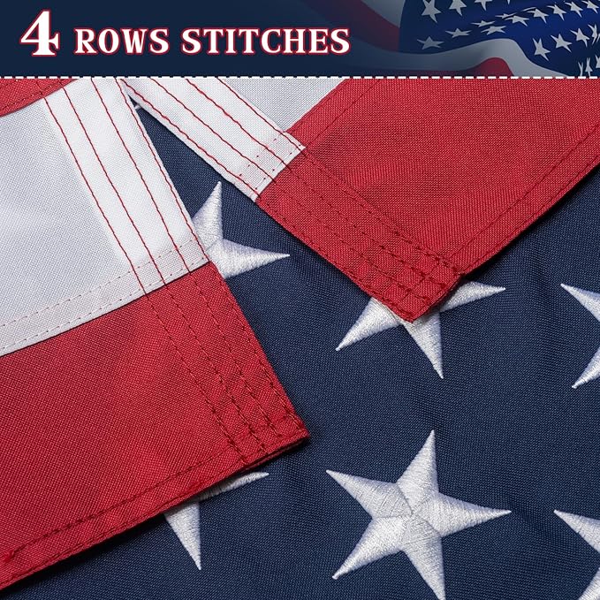 American Flag 5x8 Ft Indestructible Outdoor, Long Lasting, Heavy Duty, TearProof Polyester, Fade Resistant, High Wind US Outside Flags with Embroidered Stars, Sewn Stripes, Brass Grommets