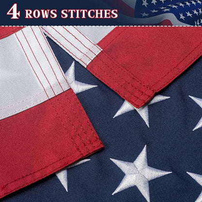 American Flag 3x5 Ft Indestructible Outdoor, Long Lasting, Heavy Duty, TearProof Polyester, Fade Resistant, High Wind US Outside Flags with Embroidered Stars, Sewn Stripes, Brass Grommets