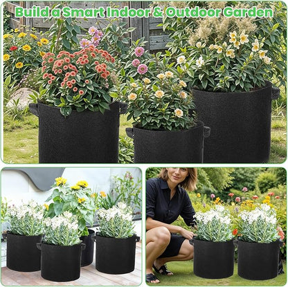 20-Pack 5 Gallon Plant Grow Bags: 280G Thickened Nonwoven Potato Grow Bags with Handles, Black Fabric Pots Felt Garden Bags, Gardening Supplies for Growing Vegetable Fruit Tomato Flowers Herbs