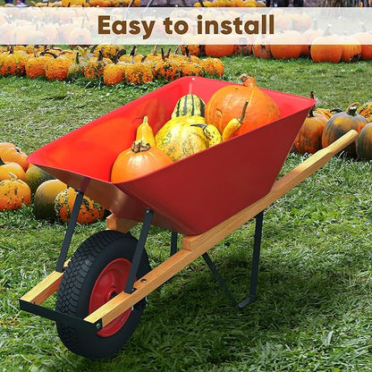 uyoyous 1 Pair Wheelbarrow Handles Replacement 59" Wood Wheel Barrow Replacement Handle Kit with 2 Wheelbarrow Wedge Heavy Duty Wood with Tough Seal Coat and Pre Drilled Holes, Easy to Install