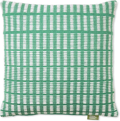 TOWN & COUNTRY TERRA Alara Textured Geo Stripe Handcrafted Indoor Outdoor Decorative Pillow, 100% Recycled Materials, UV Fade Resistant, Water Repellent, Green/Ivory, 20"x20"