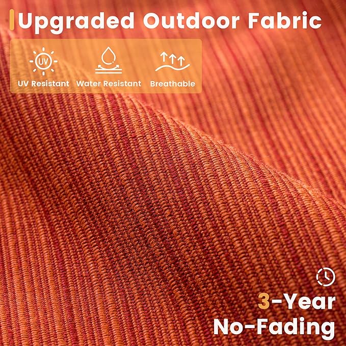 HOOOWOOO Patio Furniture Set,3 Piece Outdoor Furniture with Swivel Chairs,Wicker Patio Bistro Chairs Set,Orange Red