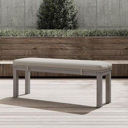 Outdoor Patio Bench, Metal Aluminum Outdoor Bench with Waterproof Cushions, Furniture Seating for Porch, Balcony, Deck, Backyard, Gray