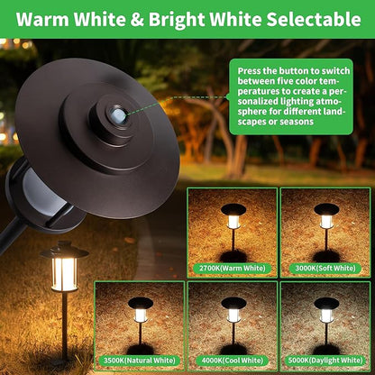 Low Voltage Pathway Lights - 2700K/3000K/3500K/4000K/5000K Selectable Landscape Path Light Wired, 12V IP65 Waterproof Walkway Lamp, Lantern Shape LED Aluminum ORB for Outdoor Yard Garden