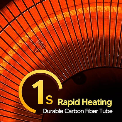 Patio Heater for Outdoor Use 1500W Electric Infrared Hanging Heater, Ceiling Mounted, Waterproof for Porch, Garage, Balcony, Overheat Protection Black