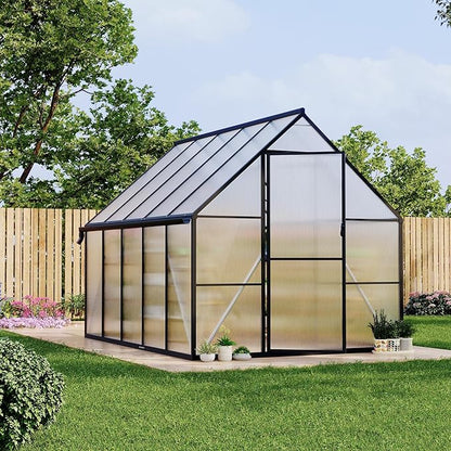 8'x10' Aluminum-Framed Polycarbonate Greenhouse, Heavy Duty Polycarbonate Greenhouse with Quick Setup Structure and Roof Vent, Large Enhanced Aluminum GreenhouseKit for Outdoors