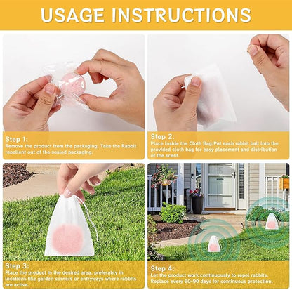 24PCS Deer Rabbit Repellent - Natural Peppermint Oil Deer Repellent for Garden Lawn Yard, Rabbit Repellant Keep from Eating Plants Flowers, for Kids and Pet Safe